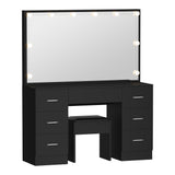 Glamz XL Hollywood Dressing Table & Stool Set | 10 LED Bulbs Mirror Storage Makeup Desk Cabinet