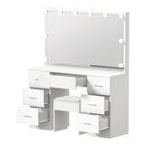 Glamz XL Hollywood Dressing Table & Stool Set | 10 LED Bulbs Mirror Storage Makeup Desk Cabinet