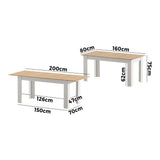 Bianco Nuovo Extendable 160-200cm Dining Table | Wooden Finish Modern Kitchen Table