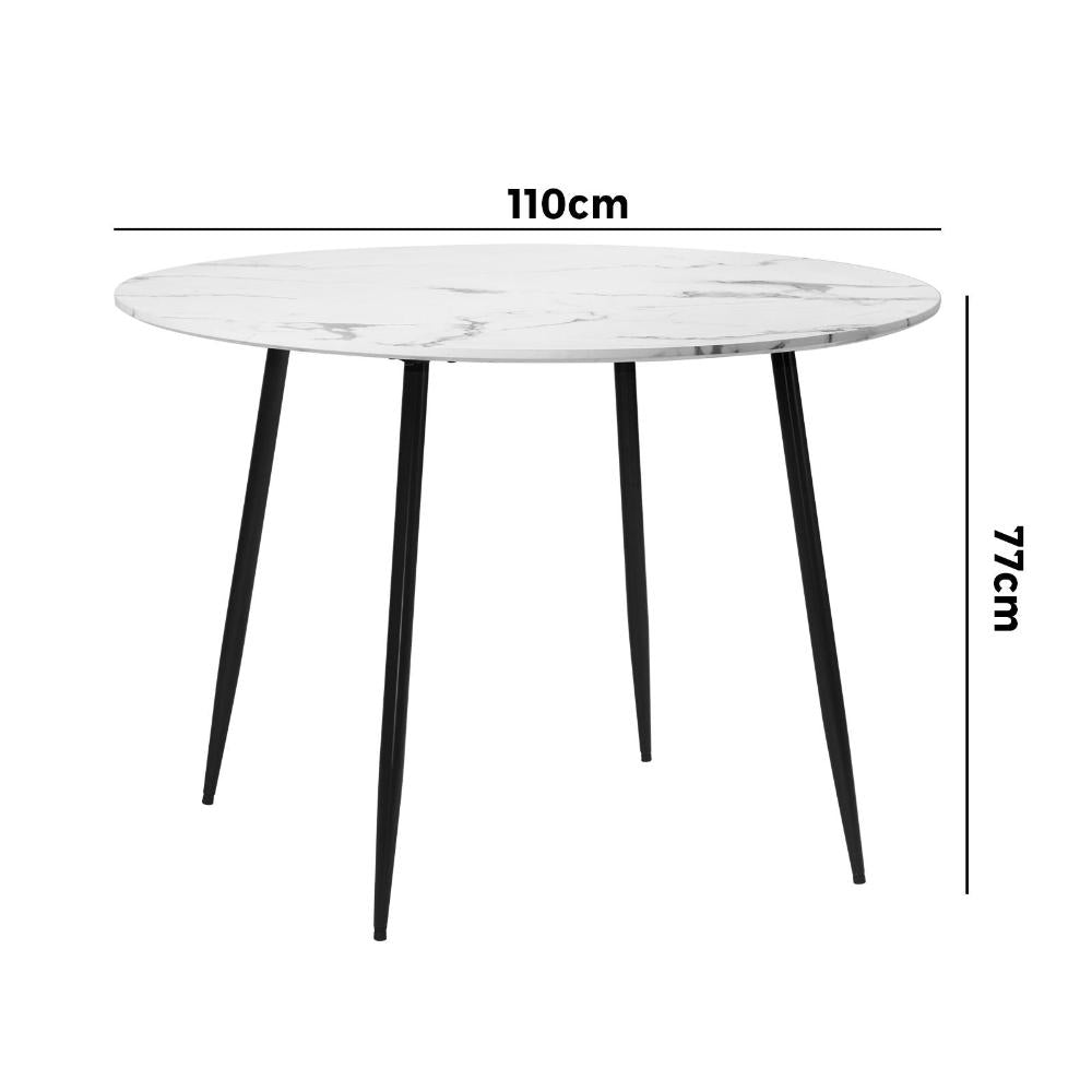 Amalfi Dios Marble Style Round Dining Table | Premium Modern 110cm Dining Table Marble Style Top