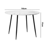 Amalfi Dios Marble Style Round Dining Table | Premium Modern 110cm Dining Table Marble Style Top