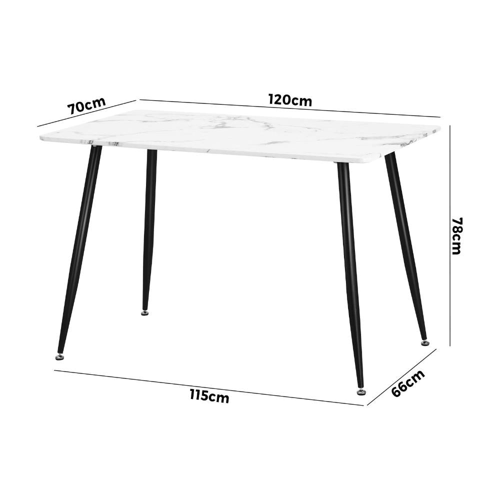 Terazzo 120cm Marble Dining Table with Metal Legs | Luxe Modern Rectangular Marble Dining Table