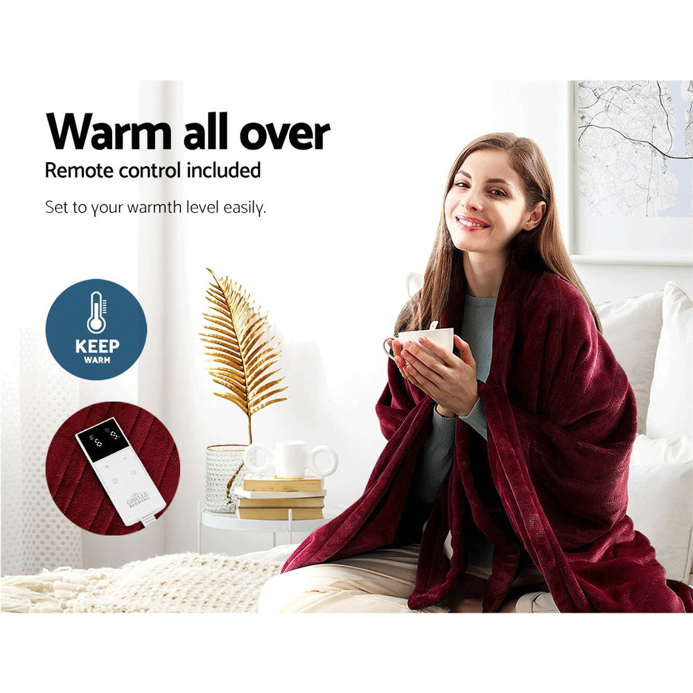 Luxore Super Warm Electric Heated Blanket | 10 Heat Setting Coral Fleece Cozy Electric Throw Blanket