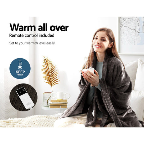 Luxore Super Warm Electric Heated Blanket | 10 Heat Setting Coral Fleece Cozy Electric Throw Blanket | 6 Colours