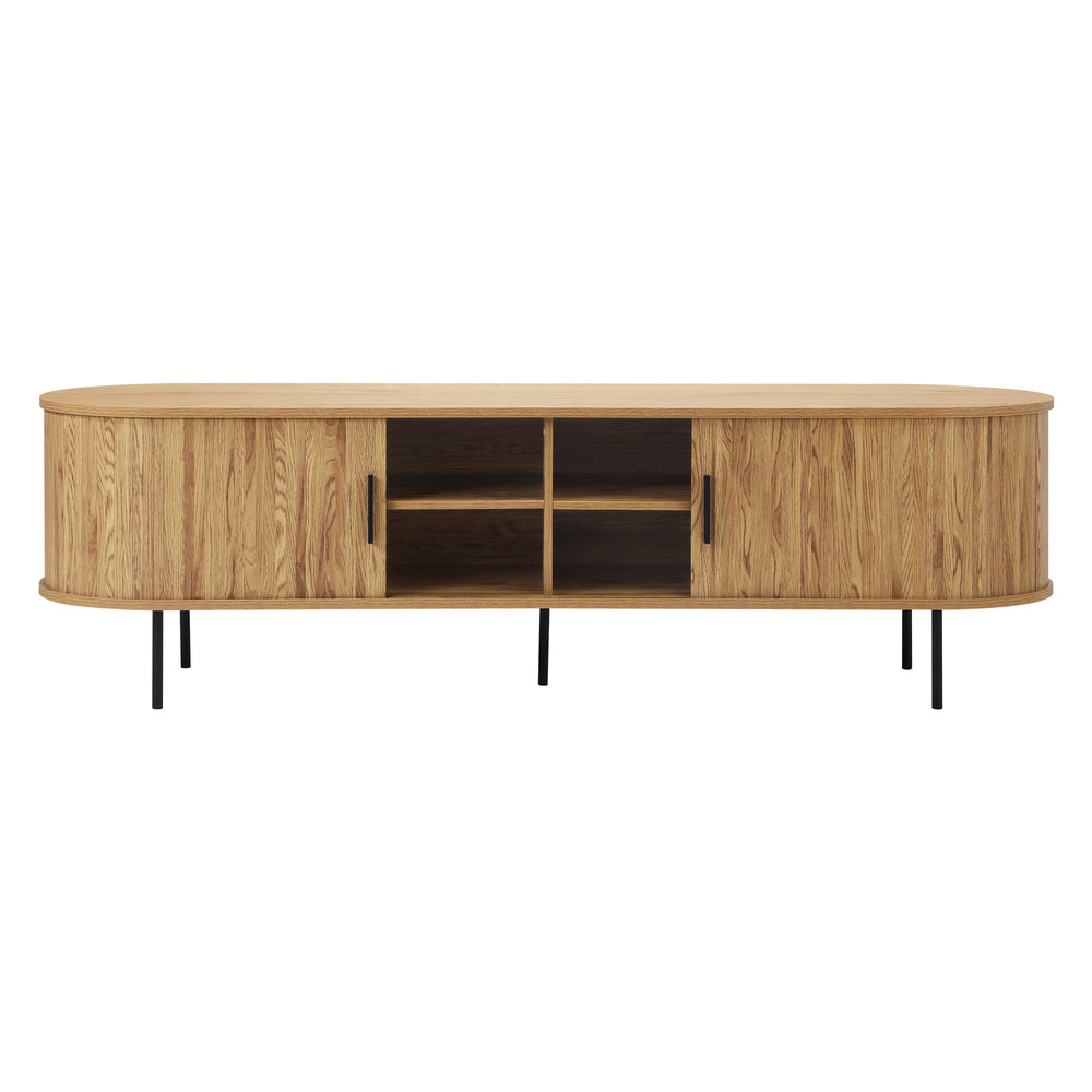 Eamus Retro 160cm Woodgrain TV Unit | Sliding Door Modern Retro Look Entertainment Unit