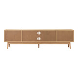 Abruzzi Genuine Rattan 180cm Wooden TV Unit | 2 Door Modern Retro Look Entertainment Unit with Shelving