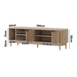 Aspire 160cm Natural Wooden TV Cabinet Entertainment Unit | Modern TV Unit with Storage