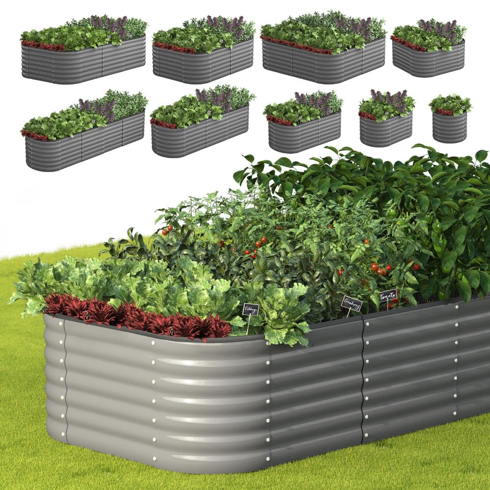 Premium 9-IN-1 Raised Garden Bed Modular Kit | 9 Sized Galvanised Steel Planter Garden Beds by Livsip