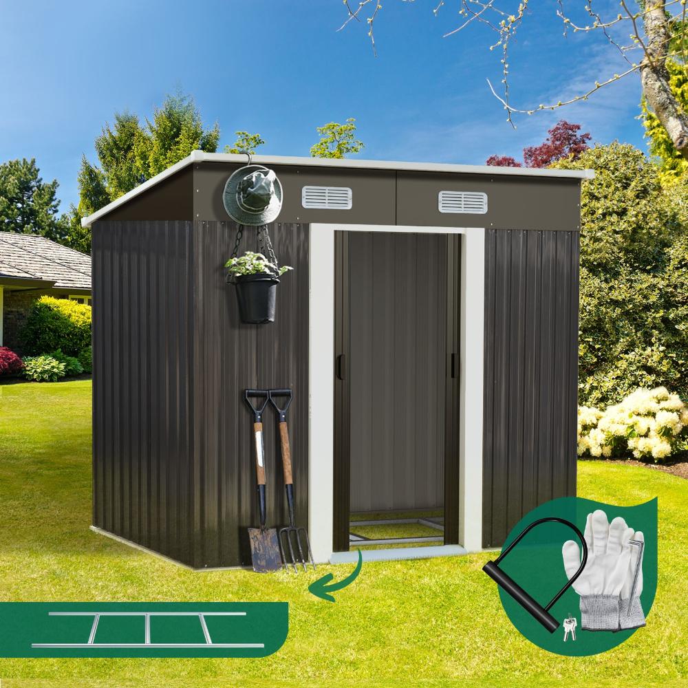 Forte Premium Outdoor Metal Garden Shed w Air Vents | High Quality Storage Garden Shed