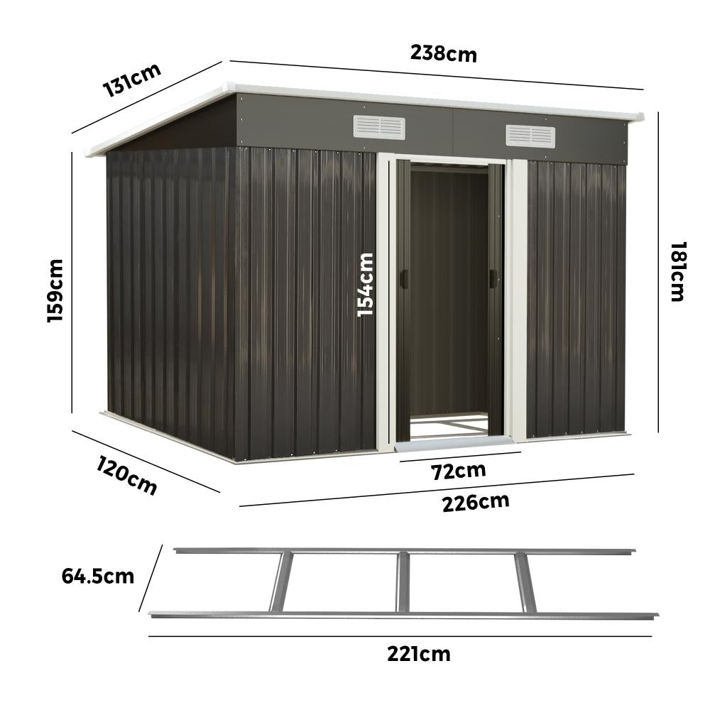 Forte Premium Outdoor Metal Garden Shed w Air Vents | High Quality Storage Garden Shed