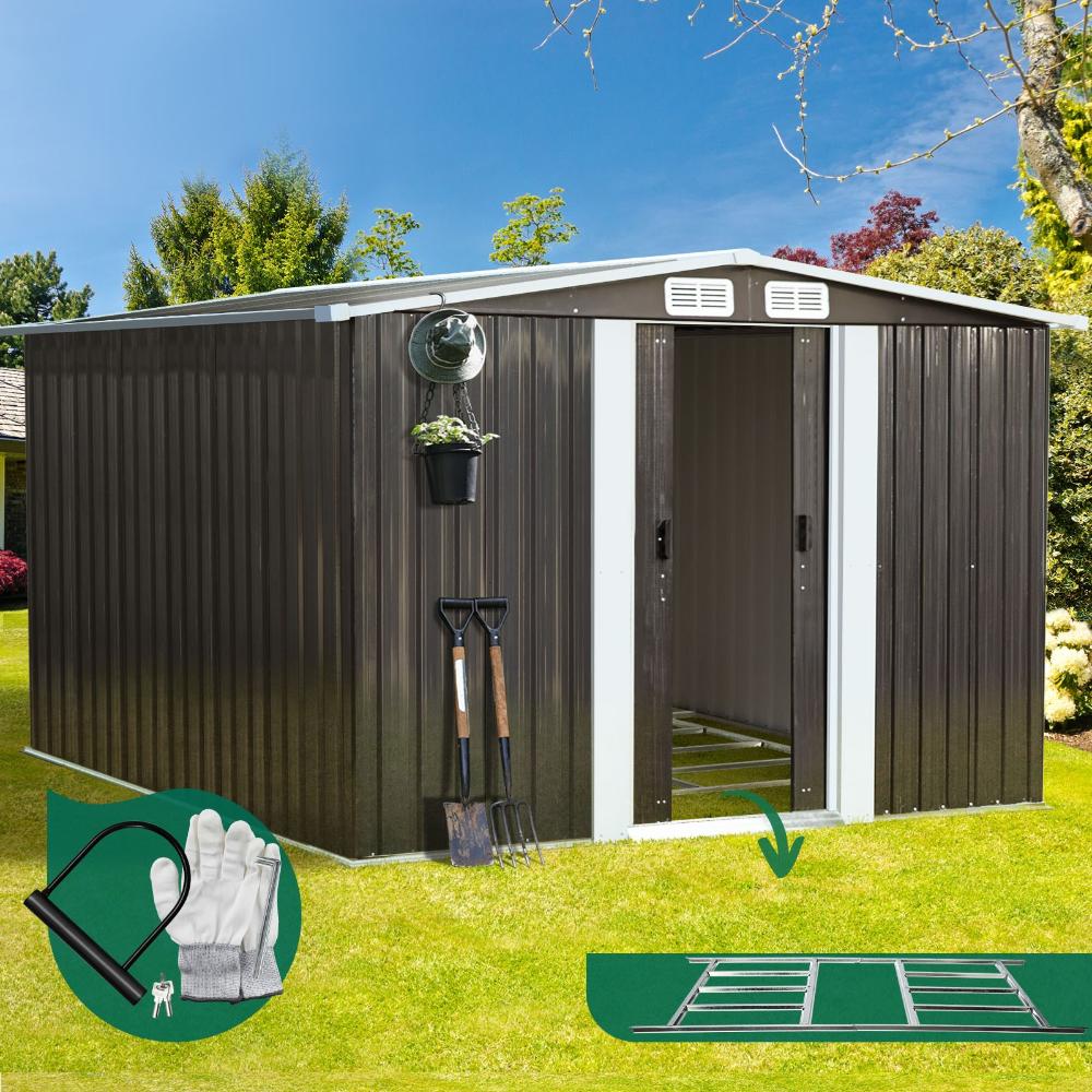 Forte Premium Outdoor Metal Garden Shed w Air Vents | High Quality Storage Garden Shed