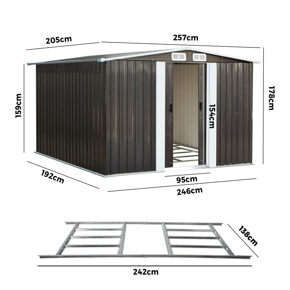 Forte Premium Outdoor Metal Garden Shed w Air Vents | High Quality Storage Garden Shed