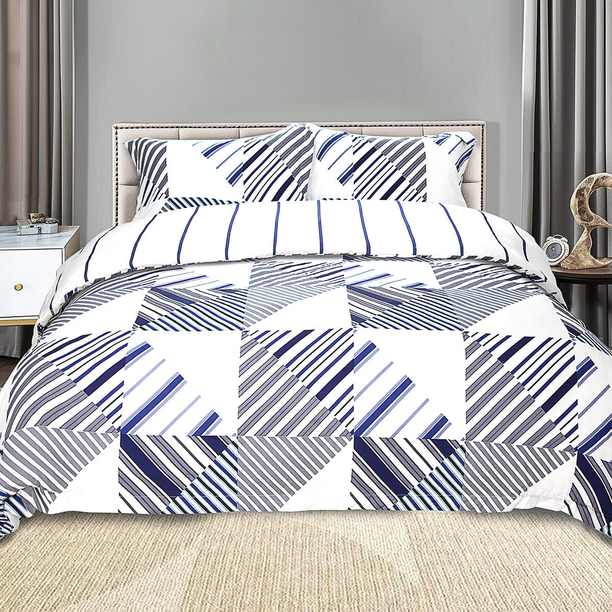 Premium 2000TC Printed Bamboo Quilt Cover Set | Ramesses Bedding Cooling Hypo-Allergenic Duvet Cover