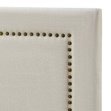 Scandi Luxore Linen Fabric Stud Trim Headboard | Padded Modern Beige Upholstered Bed Head | 5 Sizes