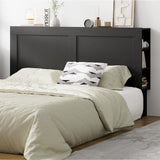 Amari Nero Wooden Multi Storage Bed Head | Black Modern Storage Shelves Feature Headboard