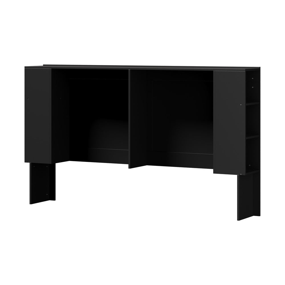 Amari Nero Wooden Multi Storage Bed Head | Black Modern Storage Shelves Feature Headboard