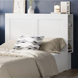 Amari Blacno Wooden Multi Storage Bed Head | White Modern Storage Shelves Feature Headboard in 3 Sizes