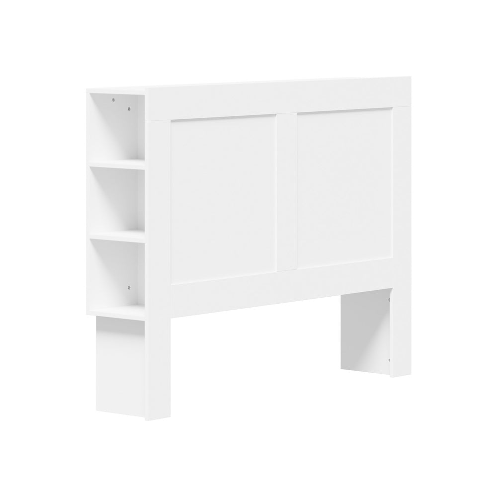 Amari Blacno Wooden Multi Storage Bed Head | White Modern Storage Shelves Feature Headboard in 3 Sizes