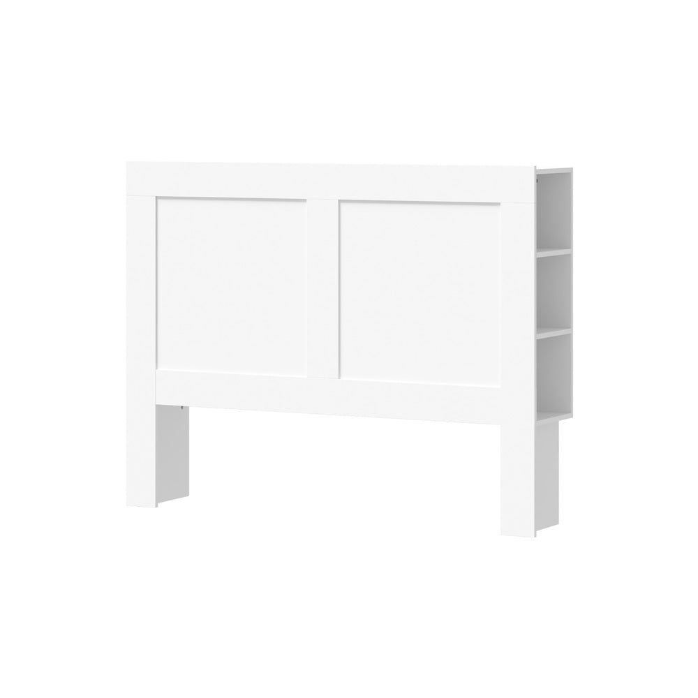 Amari Blacno Wooden Multi Storage Bed Head | White Modern Storage Shelves Feature Headboard in 3 Sizes