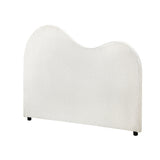 Teddy Plush Heart Boucle Fabric White Headboard | Cloud Shape Cushioned Touch White Upholstered Boucle Bed Head | 5 Sizes