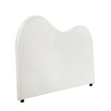 Teddy Plush Heart Boucle Fabric White Headboard | Cloud Shape Cushioned Touch White Upholstered Boucle Bed Head | 5 Sizes