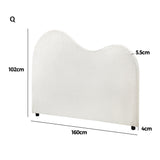 Teddy Plush Heart Boucle Fabric White Headboard | Cloud Shape Cushioned Touch White Upholstered Boucle Bed Head | 5 Sizes