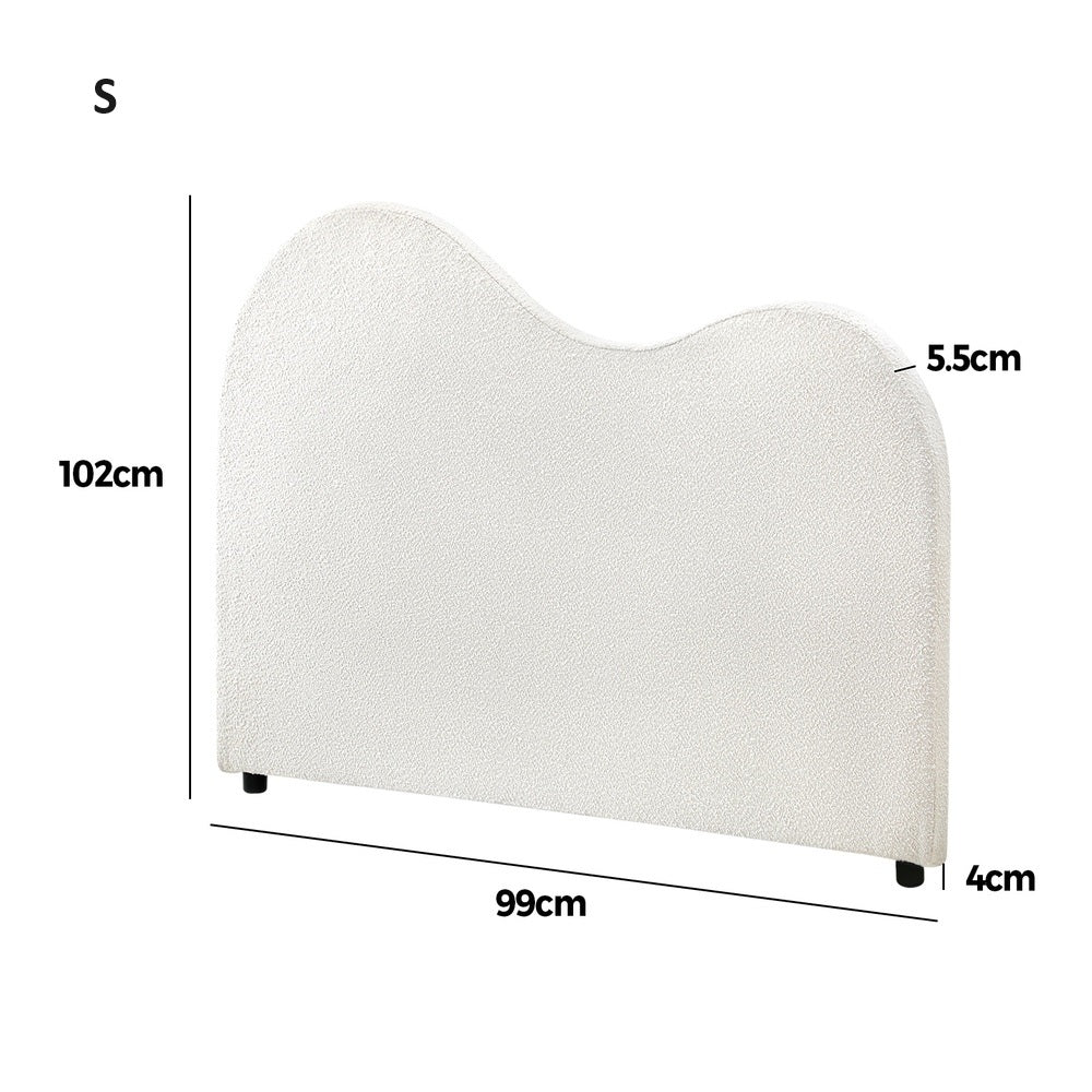 Teddy Plush Heart Boucle Fabric White Headboard | Cloud Shape Cushioned Touch White Upholstered Boucle Bed Head | 5 Sizes