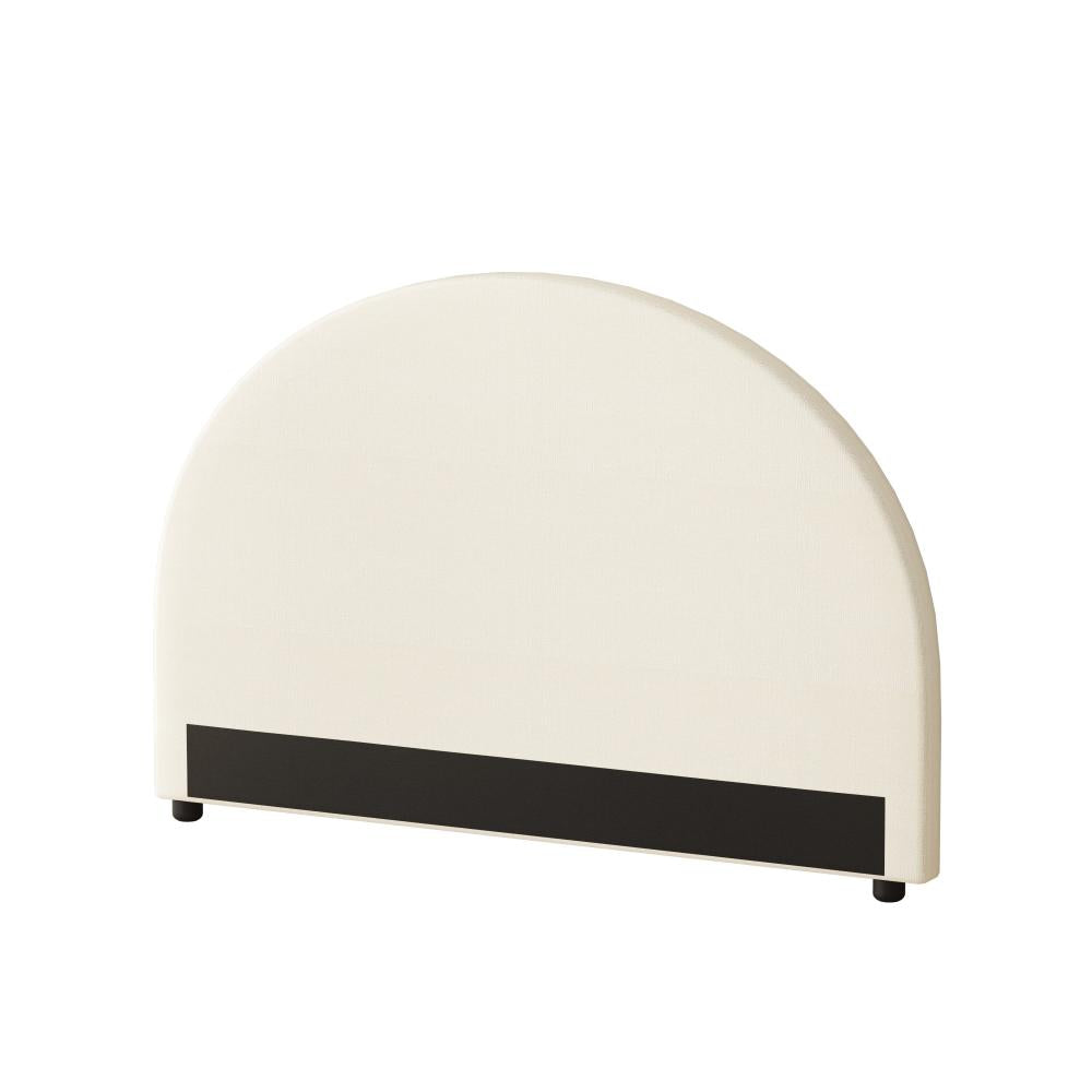 Teddy Luxore Linen Fabric Round Headboard | Cushioned Beige Upholstered Linen Bed Head