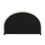 Teddy Luxore Linen Fabric Round Headboard | Cushioned Beige Upholstered Linen Bed Head