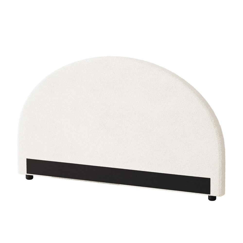 Teddy Soft Boucle Fabric Round Headboard | Cushioned White Upholstered Boucle Bed Head Only | 5 Sizes