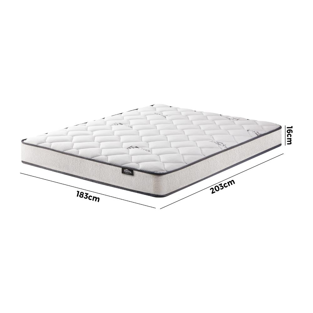 Teddy Boucle 6 Turn Coil Spring Medium Firm 16cm Mattress | Full Body Support Ventialted  Hypo Allergenic Mattress | 5 Sizes