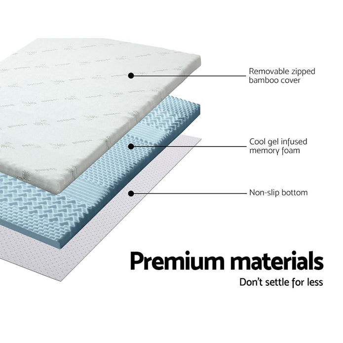 Luxore Cool Gel Bamboo Memory Foam Mattress Topper  | Cooling High Dense or 7 Zone Contour Options