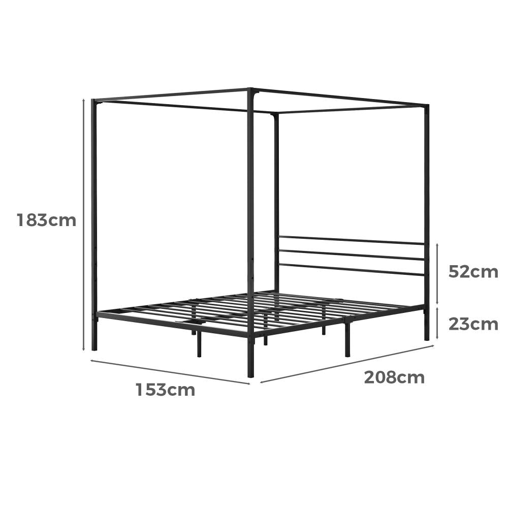 Casablanca Mare Premium Canopy Style Metal Bed Frame | High Quality Sturdy Canopy Bed in Black