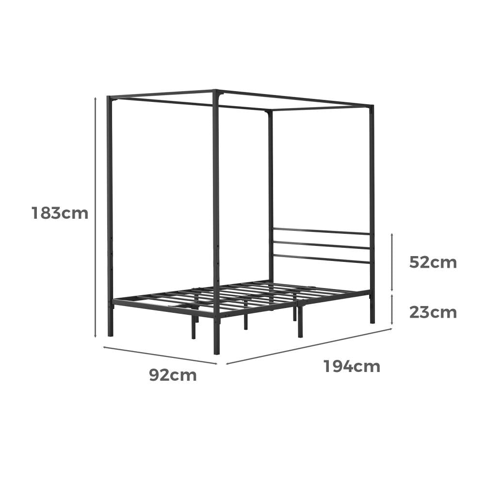 Casablanca Mare Premium Canopy Style Metal Bed Frame | High Quality Sturdy Canopy Bed in Black