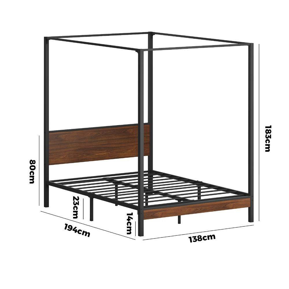 Cairo Luxe Premium Canopy Style Metal Bed Frame | High Quality Sturdy Canopy Bed in Black