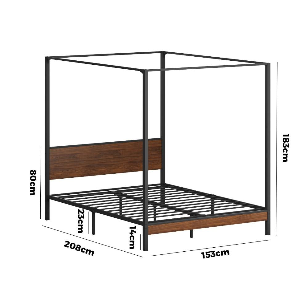 Cairo Luxe Premium Canopy Style Metal Bed Frame | High Quality Sturdy Canopy Bed in Black