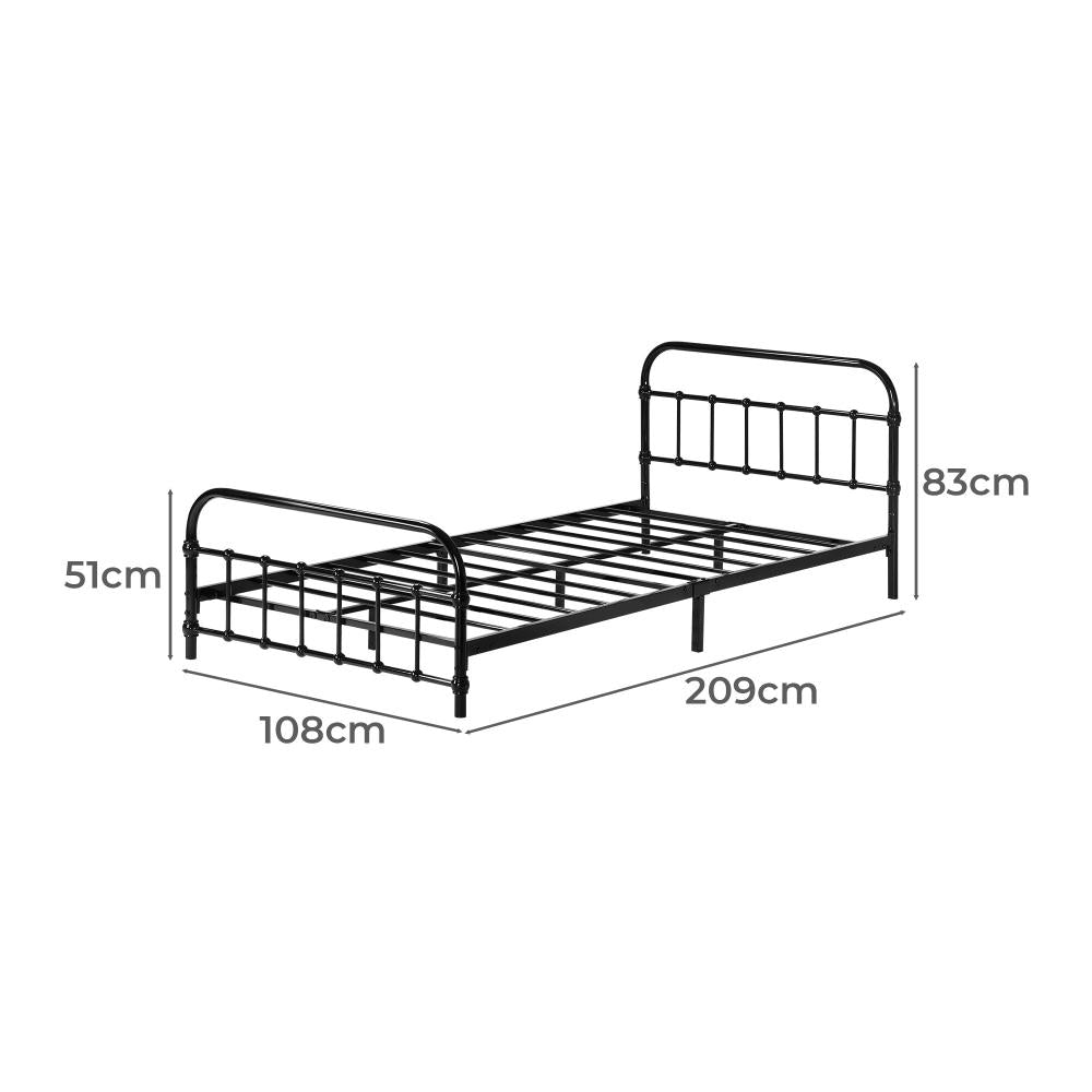 Alcantra Modern Full Metal Extra Strong Bed Frame | Sturdy Metal Designer Bed in Black | 3 Sizes