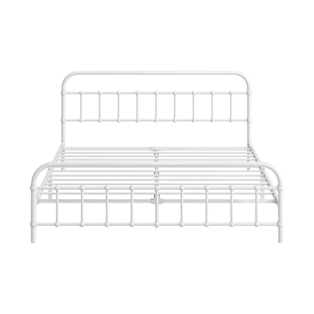 Alcantra Modern Full Metal Extra Strong Bed Frame | Sturdy Metal Designer Vintage Bed in White | 3 Sizes