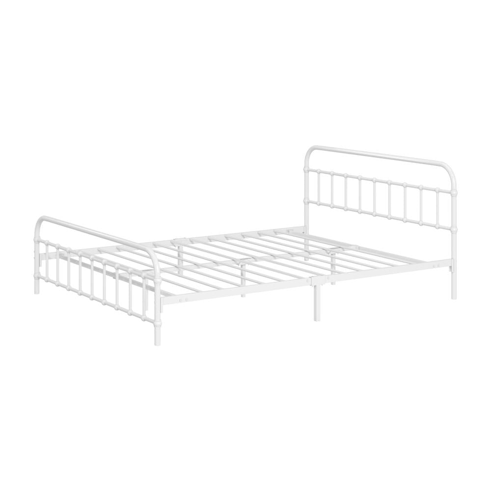 Alcantra Modern Full Metal Extra Strong Bed Frame | Sturdy Metal Designer Vintage Bed in White | 3 Sizes