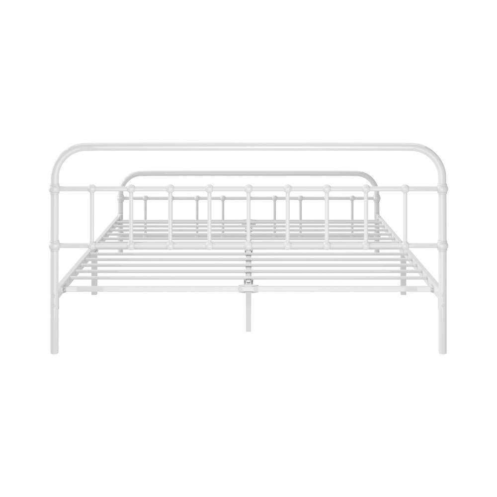 Alcantra Modern Full Metal Extra Strong Bed Frame | Sturdy Metal Designer Vintage Bed in White | 3 Sizes