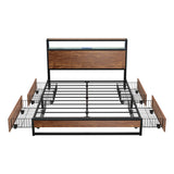 Pazzi Wood Metal LED Lights Storage Bed | Multi Functional Storage LED and USB Bed Frame | Optional Draws