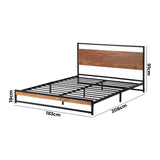 Isco Modern Metal and Wood Bed | Strong Metal Support Platform Bed Frame | 3 Sizes