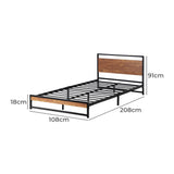 Isco Modern Metal and Wood Bed | Strong Metal Support Platform Bed Frame | 3 Sizes