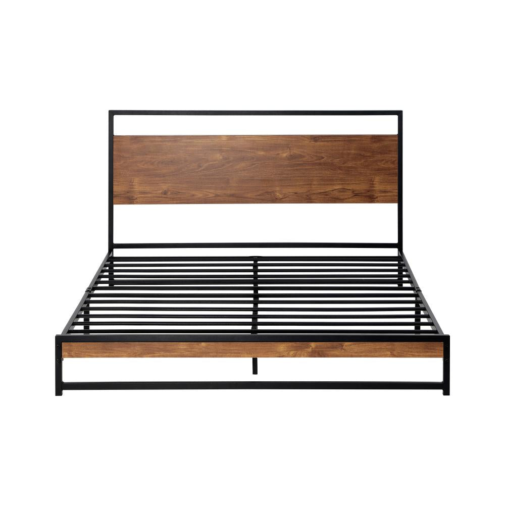 Isco Modern Metal and Wood Bed | Strong Metal Support Platform Bed Frame | 3 Sizes