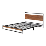 Isco Modern Metal and Wood Bed | Strong Metal Support Platform Bed Frame | 3 Sizes