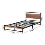 Isco Modern Metal and Wood Bed | Strong Metal Support Platform Bed Frame | 3 Sizes