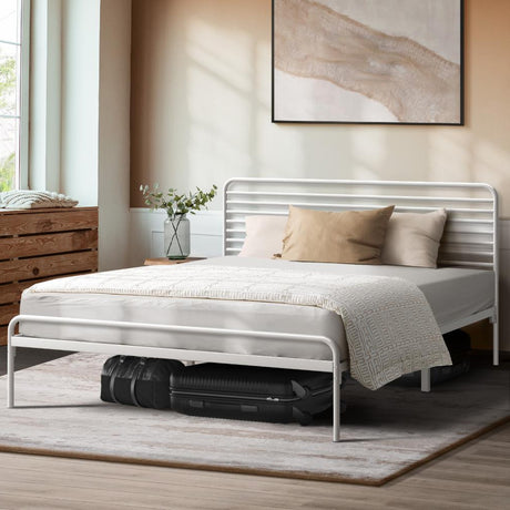 San Miguel Slim White Metal Bed Frame | Vintage Style High Quality Sturdy Metal Bed | 3 Sizes