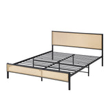 Aspen Retro Modern Rattan and Metal Bed Frame | Strong Metal Frame Bed with Rattan Headboard | 5 Sizes