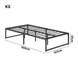 Maurizzi Premium Full Metal Platform Bed in Black | Reinforced Durable Metal Floating Bed Base