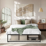 Maurizzi Premium Full Metal Platform Bed in Black | Reinforced Durable Metal Floating Bed Base | 4 Sizes